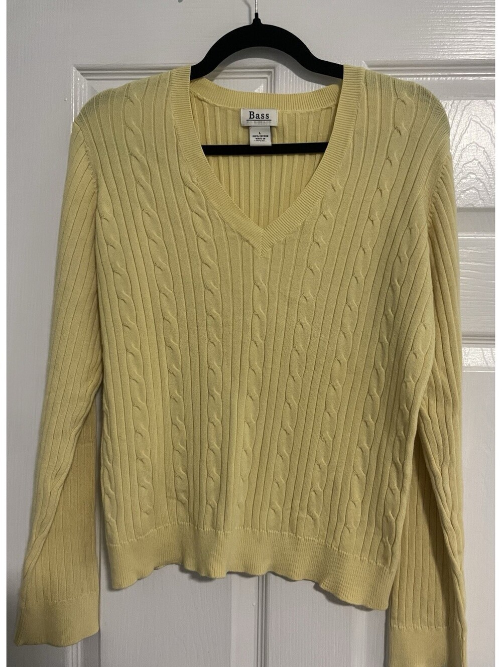Bass G.H. Bass yellow v neck chunky 100% cotton sweater large